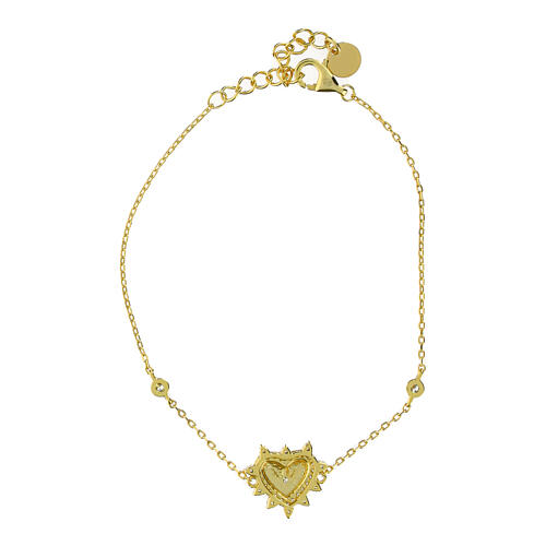 Bracciale dorato cuore zirconi argento 925 Benedictus 3