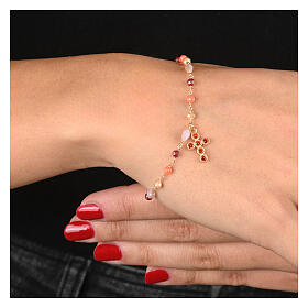 Bracciale dorato croce zirconi arancio argento 925 Agios