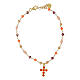 Golden bracelet with orange zircons cross 925 silver, Agios s1