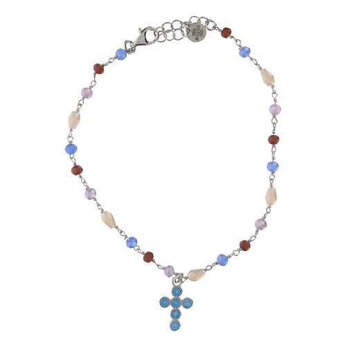 Bracelet croix zircons bleu clair argent 925 Agios 1