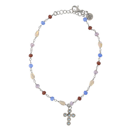 Bracelet croix zircons bleu clair argent 925 Agios 3