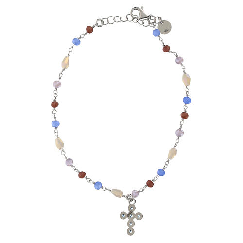 Bracelet croix zircons bleu clair argent 925 Benedictus 3
