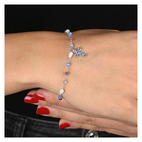 Bracciale croce zirconi azzurri argento 925 Agios 2