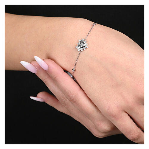 925 silver heart charm bracelet white zirconia, Agios 2