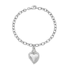 Pulsera Sagrado Corazón Amen plata 925 rodiada cadena