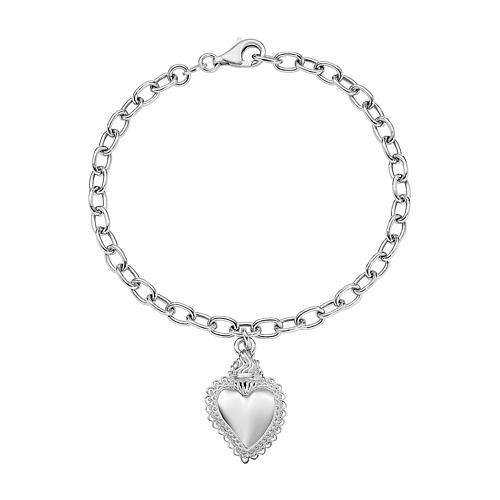 Bracelet Sacré-Coeur Amen argent 925 rhodié chaîne 1