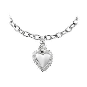 Sacred Heart Bracelet 925 Silver Rhodium Chain AMEN