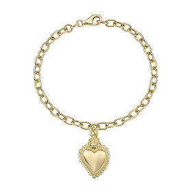 Amen bracelet with Sacred Heart, gold plated 925 silver