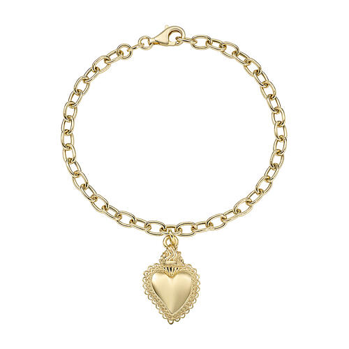 Amen bracelet with Sacred Heart, gold plated 925 silver 1