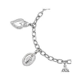 Amen bracelet with charms, rhodium-plated 925 silver, Sacred Heart