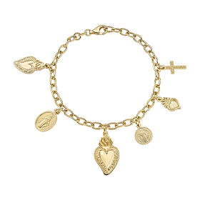 Amen bracelet with charms, Sacred Heart, gold plated 925 silver