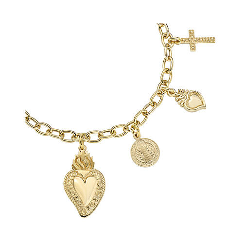 Pulsera AMEN colgante Sagrado Corazón plata 925 dorada 3