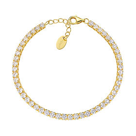 Amen tennis bracelet with 0.12 in white rhinestones, gold plated 925 silver