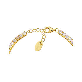 Amen tennis bracelet with 0.12 in white rhinestones, gold plated 925 silver