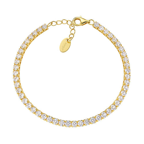 Bracciale Tennis Amen zirconi bianchi 3 mm argento 925 dorato 1