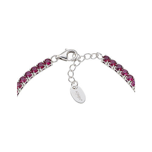 Amen tennis bracelet, burgundy rhintestones of 0.12 in and rhodium-plated silver 2