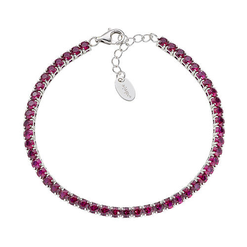 AMEN 925 Silver Rhodium Tennis Bracelet with 3mm Bordeaux Zircons 1