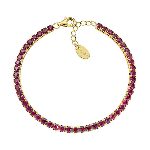 Tennisarmband, Amen, Zirkonia bordeaux 3 mm, 925er Silber vergoldet – 17 + 3 cm 1