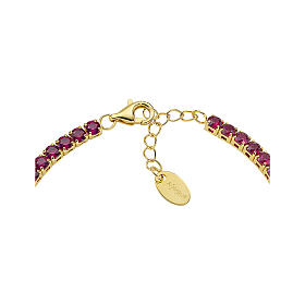 Bracelet Tennis Amen avec zircons bordeaux 3 mm en argent 925 doré