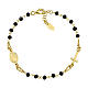 Bracelet of gold plated 925 silver by Amen, black crystal beads s1