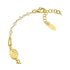 Amen single decade rosary bracelet with 0.12 in beads, gold plated 925 silver