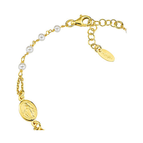 AMEN Rosary Bracelet with 3mm 925 Sterling Silver Gold Beads 2