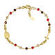 Amen single decade rosary bracelet with multicoloured crystal beads, gold plated 925 silver s1