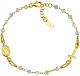 Single decade rosary bracelet by Amen with pastel crystal beads, gold plated 925 silver s1