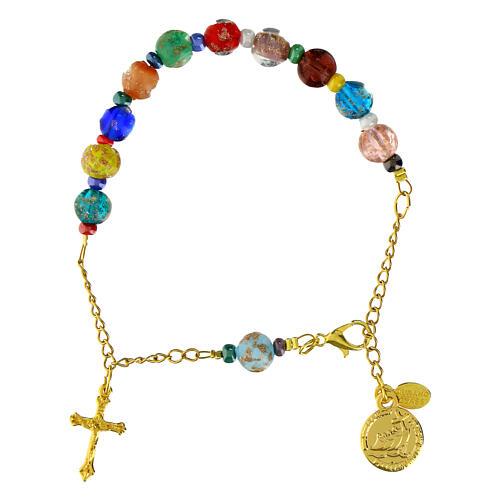 Bracelet chapelet Jubilé 2025 en verre de Murano coloré 1