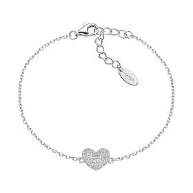 Bracelet cœur zircons blancs AMEN argent 925