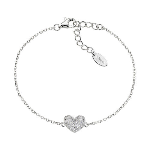 Bracelet cœur zircons blancs AMEN argent 925 1