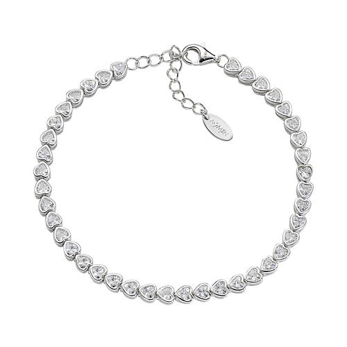 Bracelet zircons blancs en cœur AMEN argent 925 rhodié 1