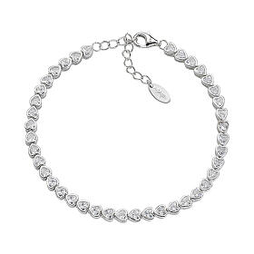 AMEN 925 Silver Rhodium-Plated Heart White Zircons Bracelet