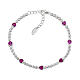 AMEN 925 Rhodium-Plated Silver Bracelet with White Zircons and Red Hearts s1