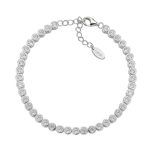 Pulseira zircões redondos 3mm AMEN prata 925 rodinada 1