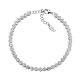 Pulseira zircões redondos 3mm AMEN prata 925 rodinada s1
