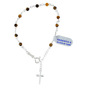 Bracciale rosario argento 925 grani occhio di tigre 4 mm
