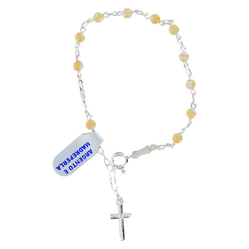 Bracciale rosario argento 925 grani madreperla 4 mm 1