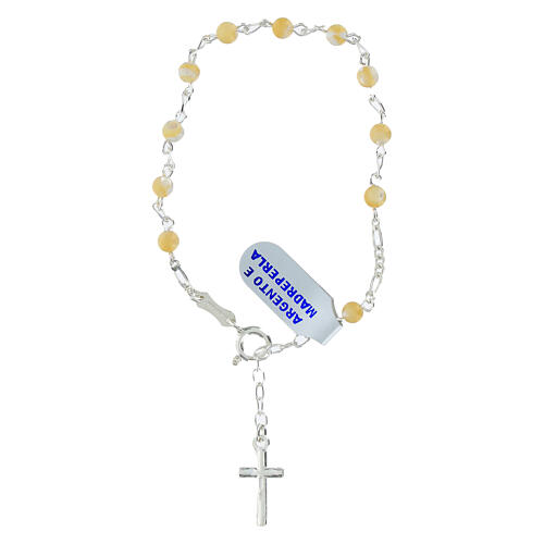 Bracciale rosario argento 925 grani madreperla 4 mm 2