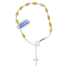 Rosenkranz-Armband aus 925er Silber mit ovalen Perlmutt-Perlen 7 x 5 mm