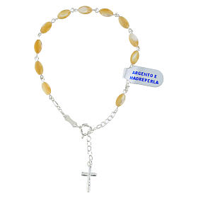 Bracciale argento 925 grani ovali 7x5 mm madreperla