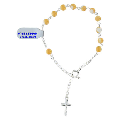 Rosario a bracciale argento 925 grani madreperla 6 mm 1