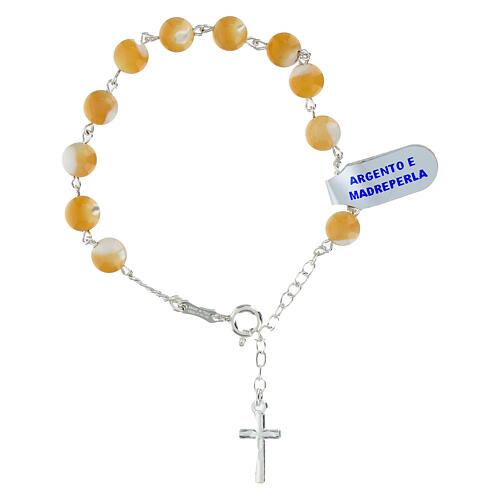 Pulseira prata 925 contas madrepérola 8 mm 4