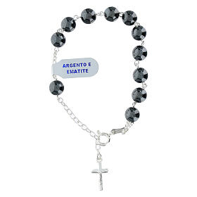 Rosenkranz-Armband aus 925er Silber mit Hämatit-Perlen 8 mm