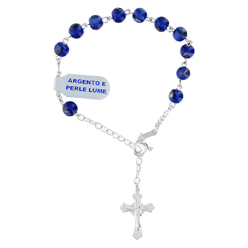 Bracciale decina argento 925 grani blu perla lume 6 mm 1