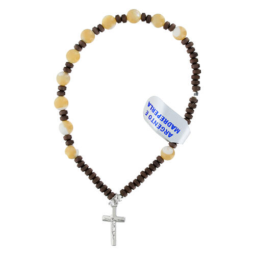 Bracelet élastique croix argent 925 perles nacre 6 mm 1