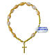 Bracelet croix argent 925 élastique grains ovales 7x5 mm nacre s2