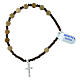 Bracciale elastico croce argento 925 grani legno 6 mm s2