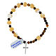Elastic bracelet with 0.3 in tiger's eye beads and pearls s1