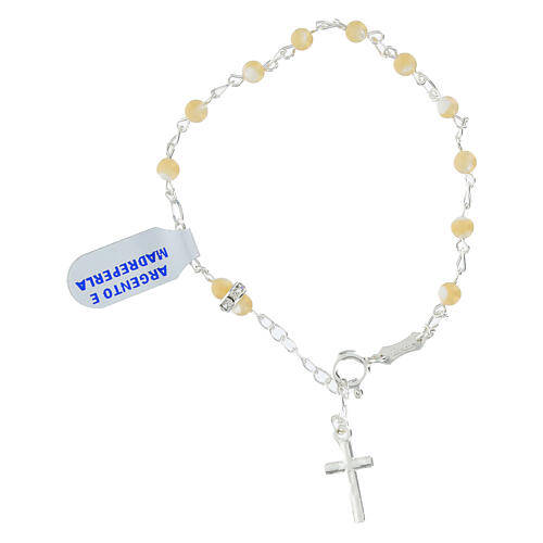 Rosenkranz-Armband aus 925er Silber mit Perlmutt-Perlen 4 mm 2